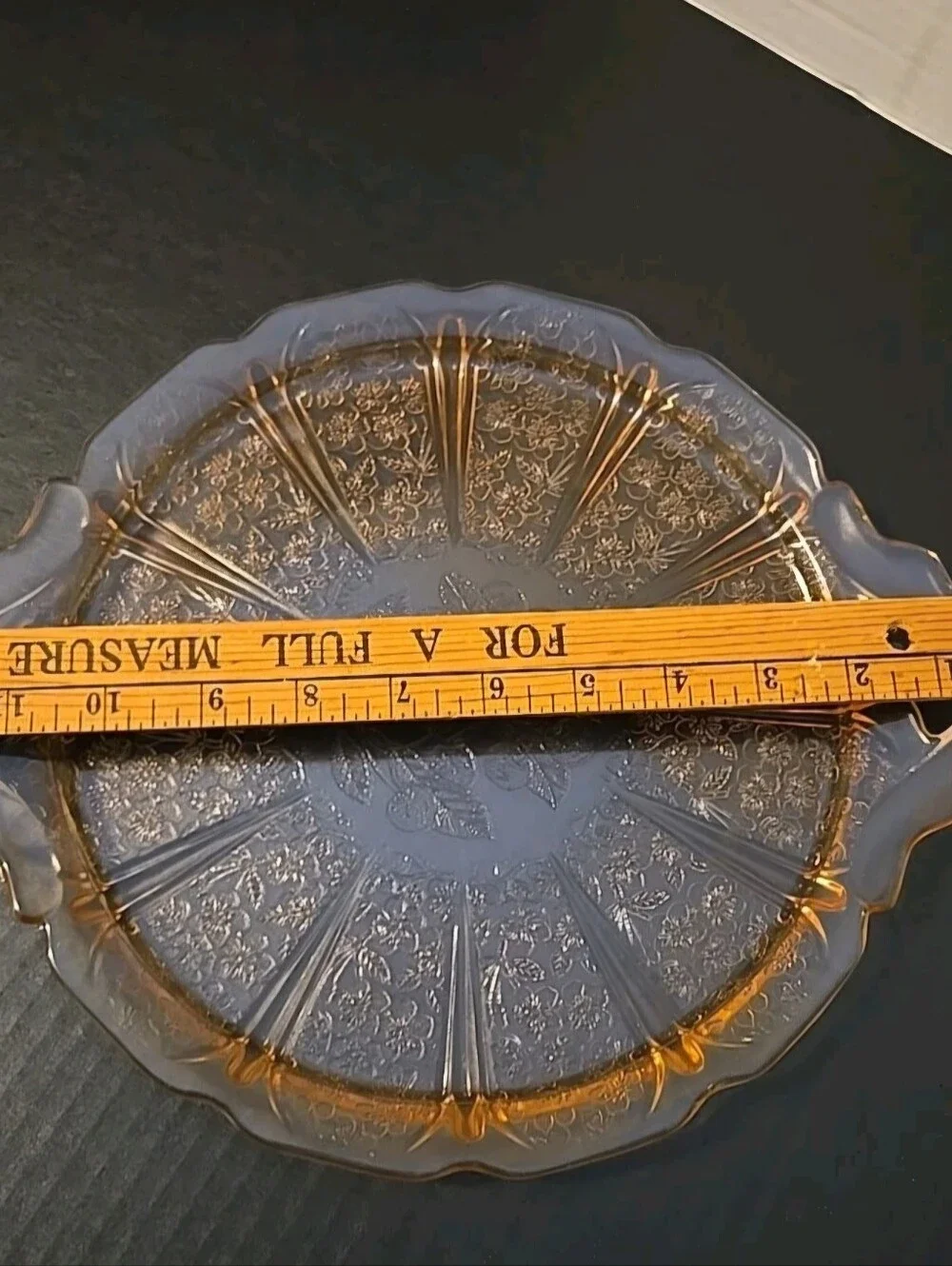Cherry Blossom Pink Depression Glass Serving Tray Platter W/Handles